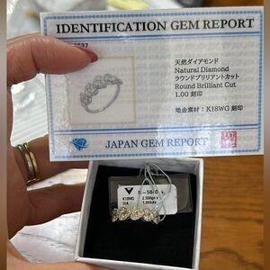 Japan Real 18k white gold heart ring band 1 carat!